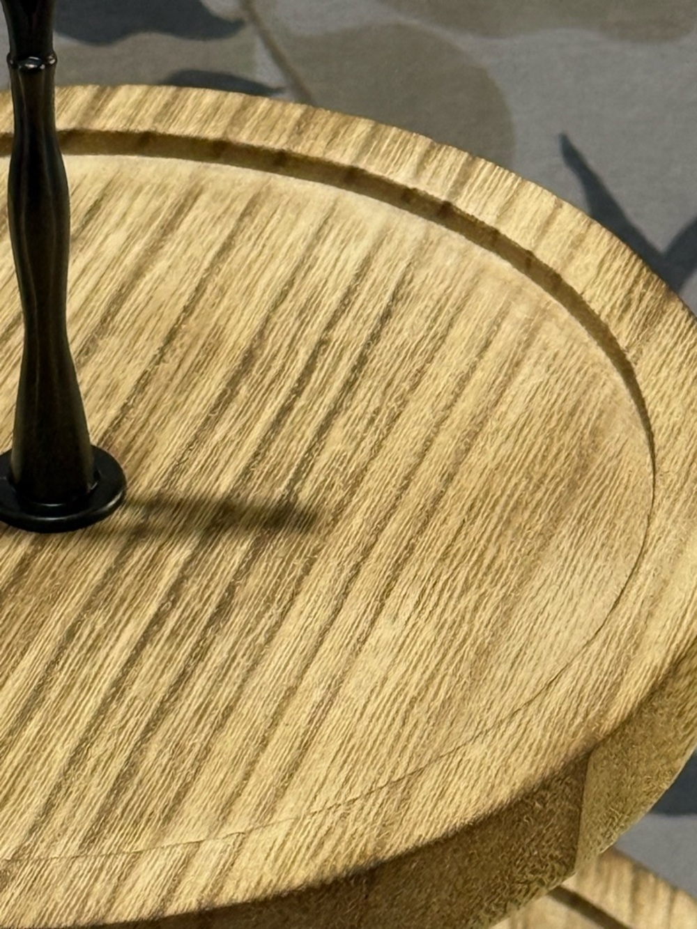 3-Tier Wooden Serving Stand - Medium color Natural Wood with Black accessories. - Picture 4 of 4